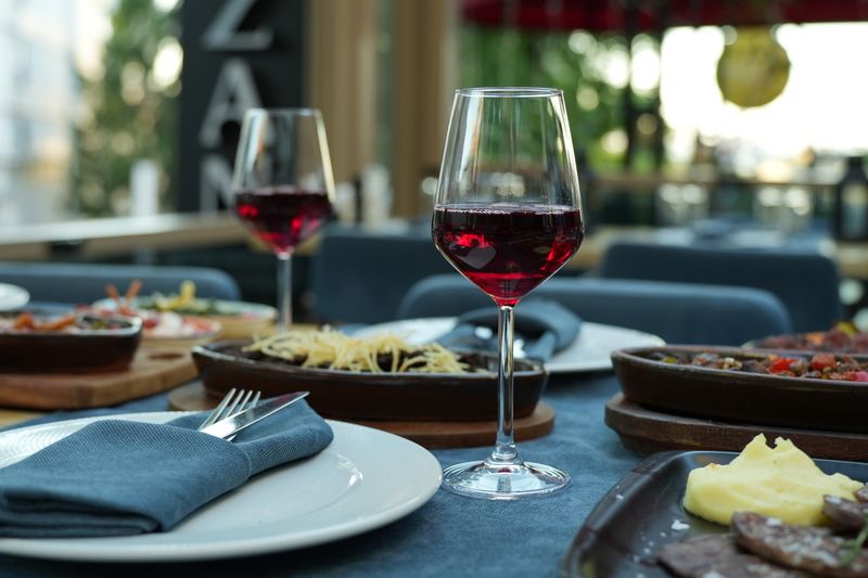 Glass of premium house red wine at Scotia Connect